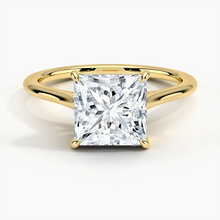 Load image into Gallery viewer, Petite Four Prong Solitaire Princess Moissanite Ring