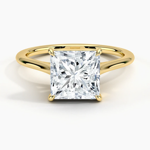 Petite Four Prong Solitaire Princess Moissanite Ring