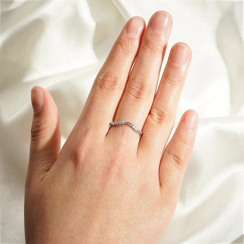 Petite Pave French Moissanite Wedding Band
