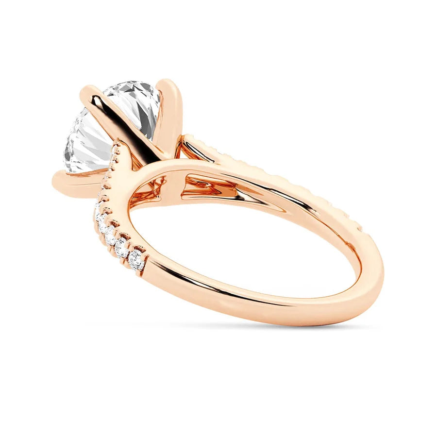 Round Cut Split Shank Moissanite Engagement Ring | TKEANAAL Jewelry