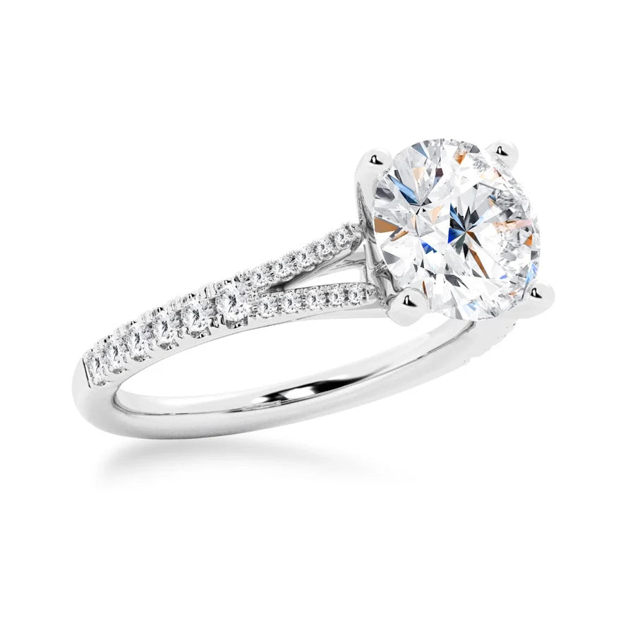 Elegant Round Cut Solitaire Ring with Split Shank
