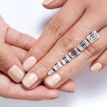 Load image into Gallery viewer, Accented Emerald Cut Lab-Grown Diamond Engagement Ring with Hidden Halo – 10K/14K/18K Gold or Platinum