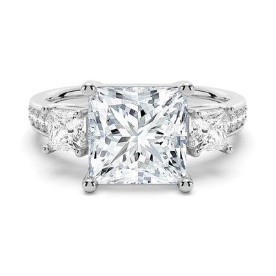 Three Stone Princess Cut Lab-Grown Diamond Ring