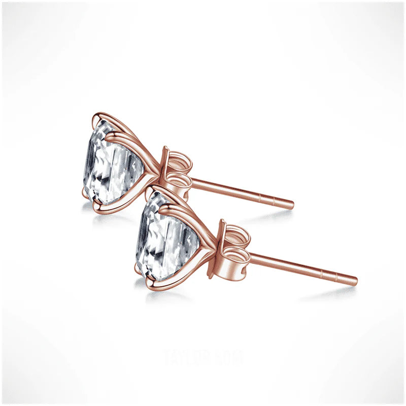 Asscher Cut Moissanite Stud Earrings – Silver, Gold & Platinum