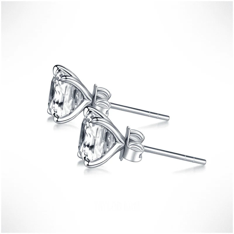 Asscher Cut Moissanite Stud Earrings – Silver, Gold & Platinum