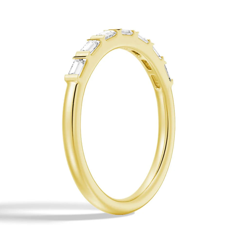 Baguette Cut Tension Set Moissanite Wedding Band – Modern Elegant Ring