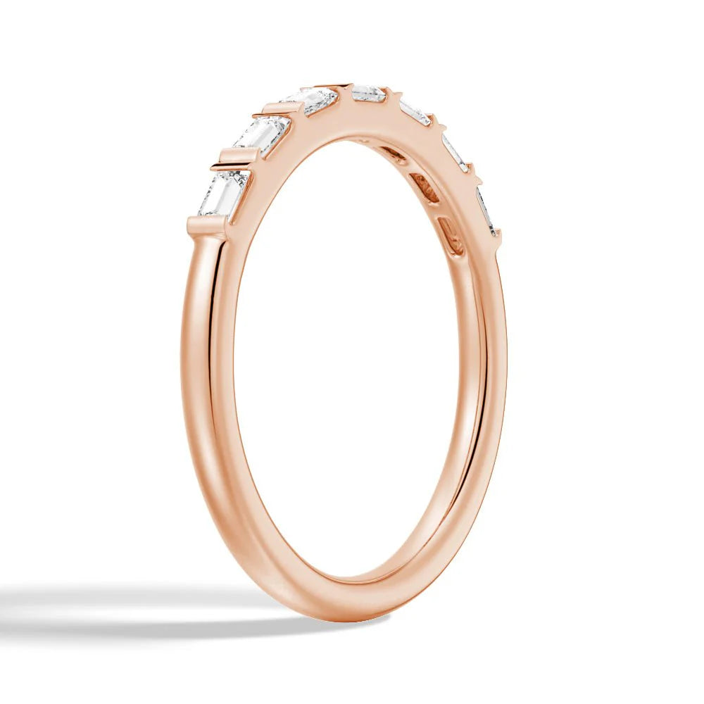 Baguette Cut Tension Set Moissanite Wedding Band – Modern Elegant Ring