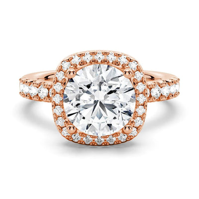 Halo Moissanite Ring in 14K Gold