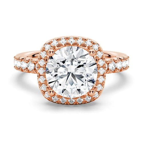Halo Moissanite Ring in 14K Gold