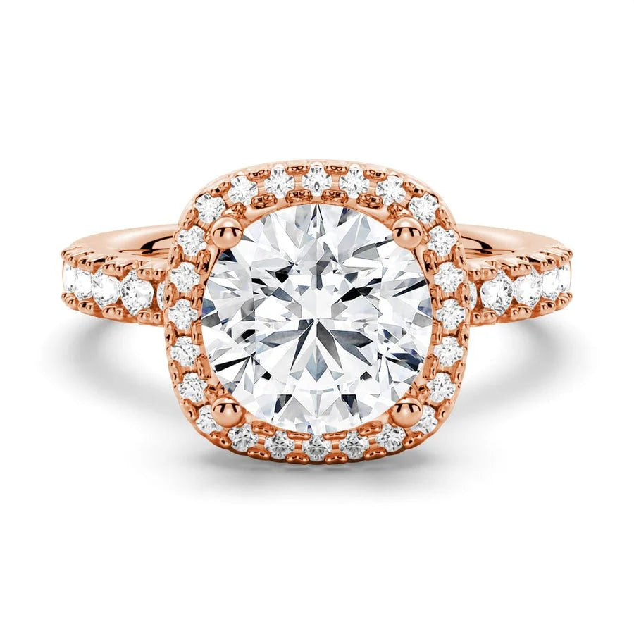 Sparkling Round Moissanite Halo Design