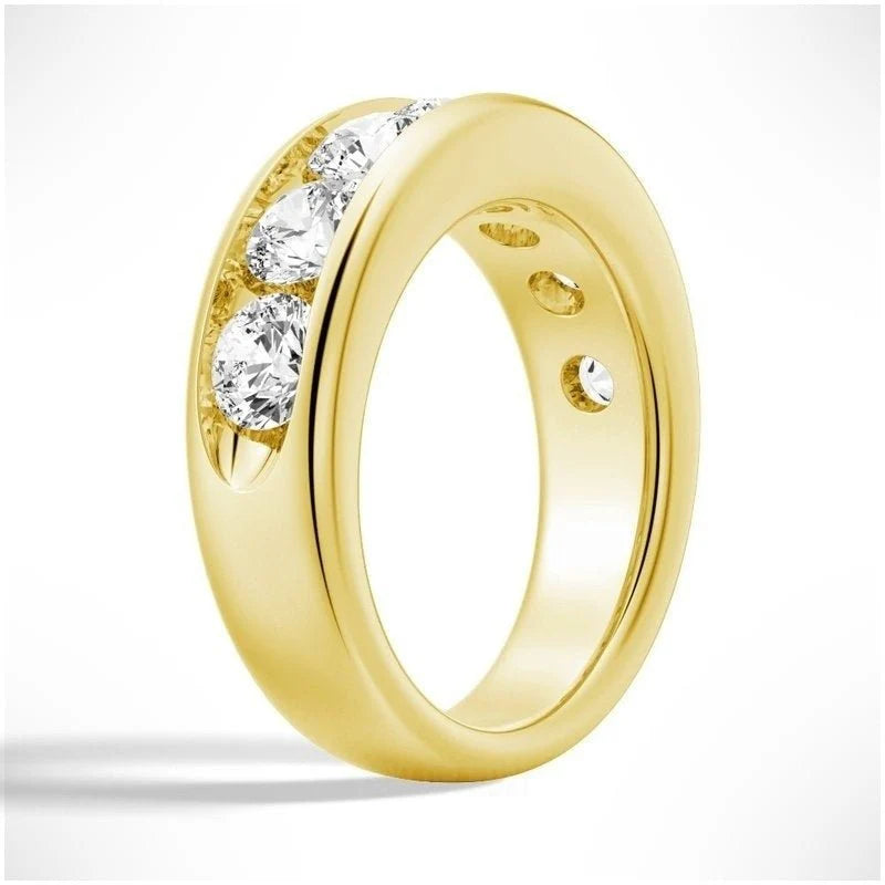 Channel Set Moissanite Men’s Wedding Band – Silver, Gold or Platinum Ring