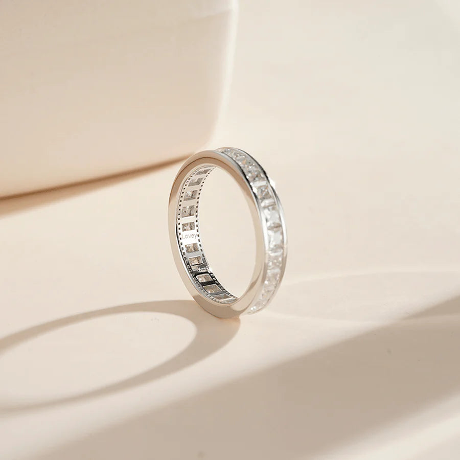 Channel-Set Princess-Cut Moissanite Ring Eternity Wedding Band - Total Weight 2.48 CT - S925 Silver / 10K Gold / 14K Gold / 18K Gold / Platinum
