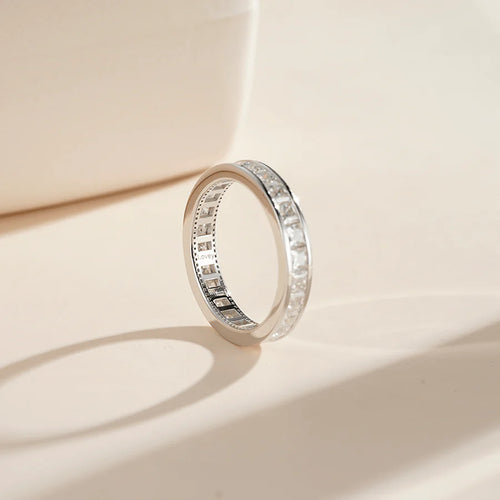 Channel-Set Princess-Cut Moissanite Ring Eternity Wedding Band - Total Weight 2.48 CT - S925 Silver / 10K Gold / 14K Gold / 18K Gold / Platinum