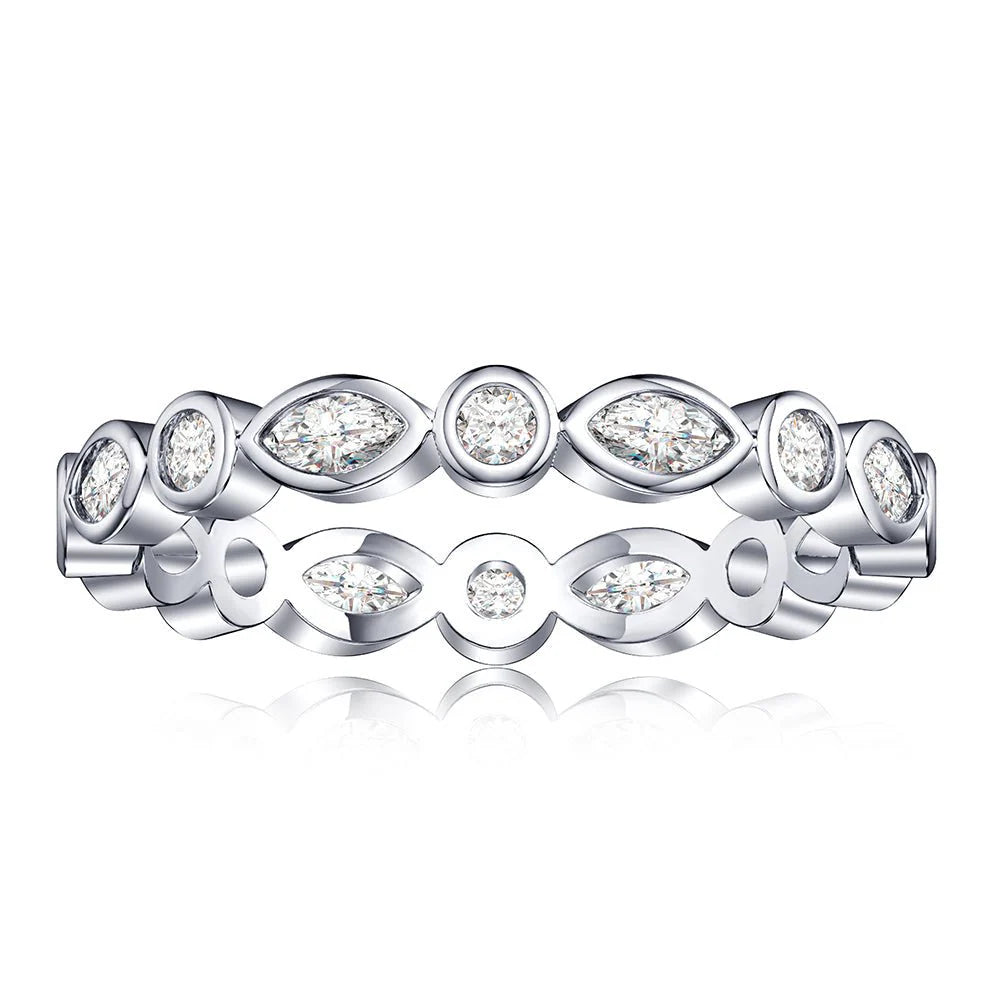 925 Silver Moissanite Bridal Ring Band Side View