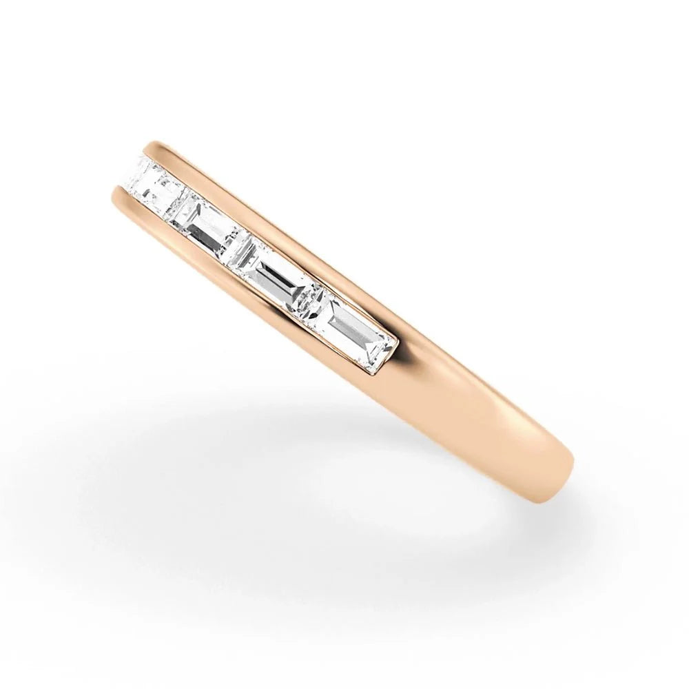 Classic Baguette Moissanite Wedding Band | 925 Silver to 18K Gold, Platinum
