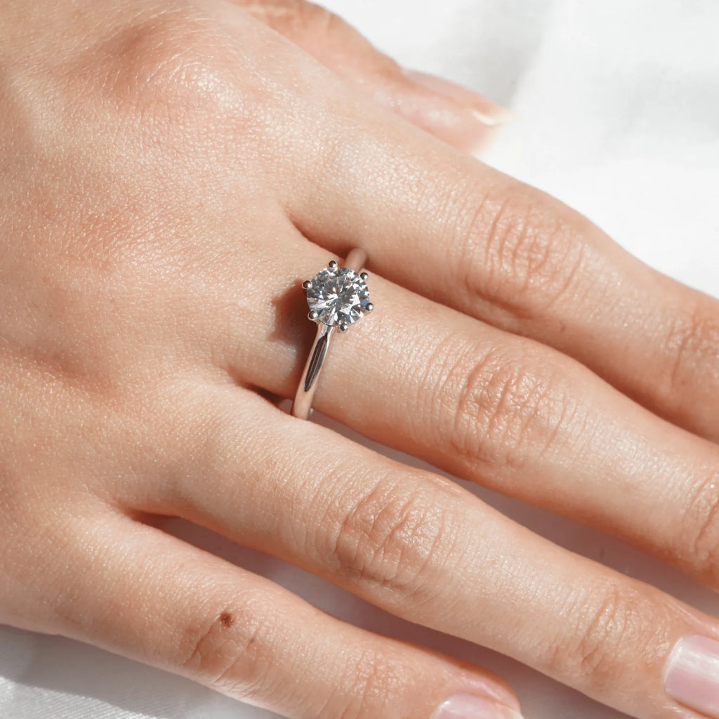 Round Moissanite Ring in Classic Setting