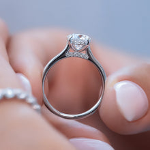 Load image into Gallery viewer, Four-Prong Diamond Ring with Hidden Halo