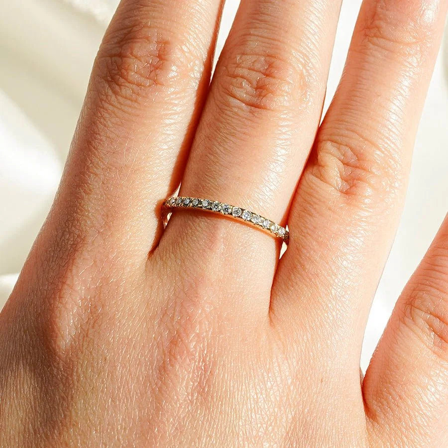 2mm French Pavé Moissanite Wedding Band | 925 Silver, 10K-18K Gold, Platinum