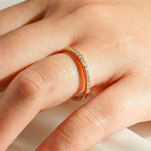 Load image into Gallery viewer, Stackable 2mm Moissanite Band in White Gold on Hand