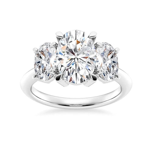 Classic Oval Three Stone Moissanite Engagement Ring