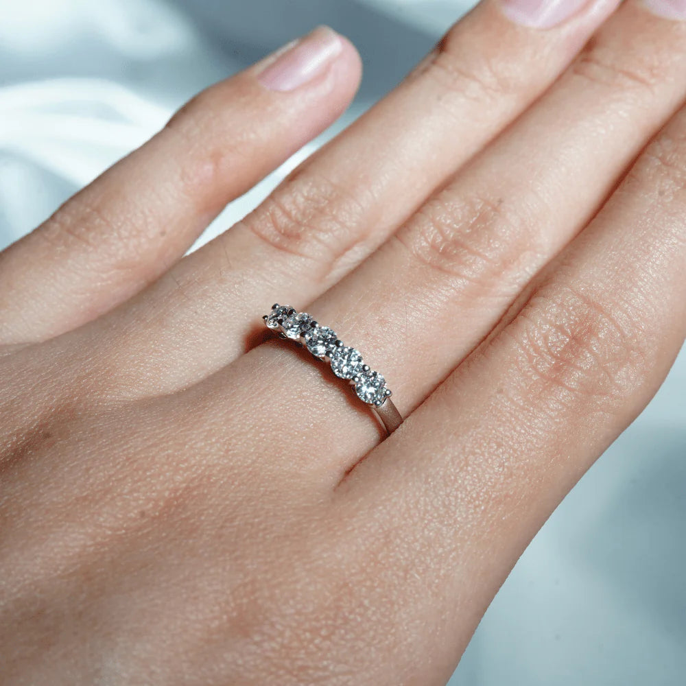 Classic Shared Prong Set Moissanite Ring Wedding Band Stone T.W 2CT- S925 Silver / 10K Gold / 14K Gold / 18K Gold / Platinum