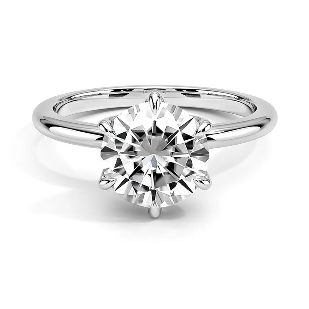 Six-Prong Round Cut Lab-Grown Diamond Ring
