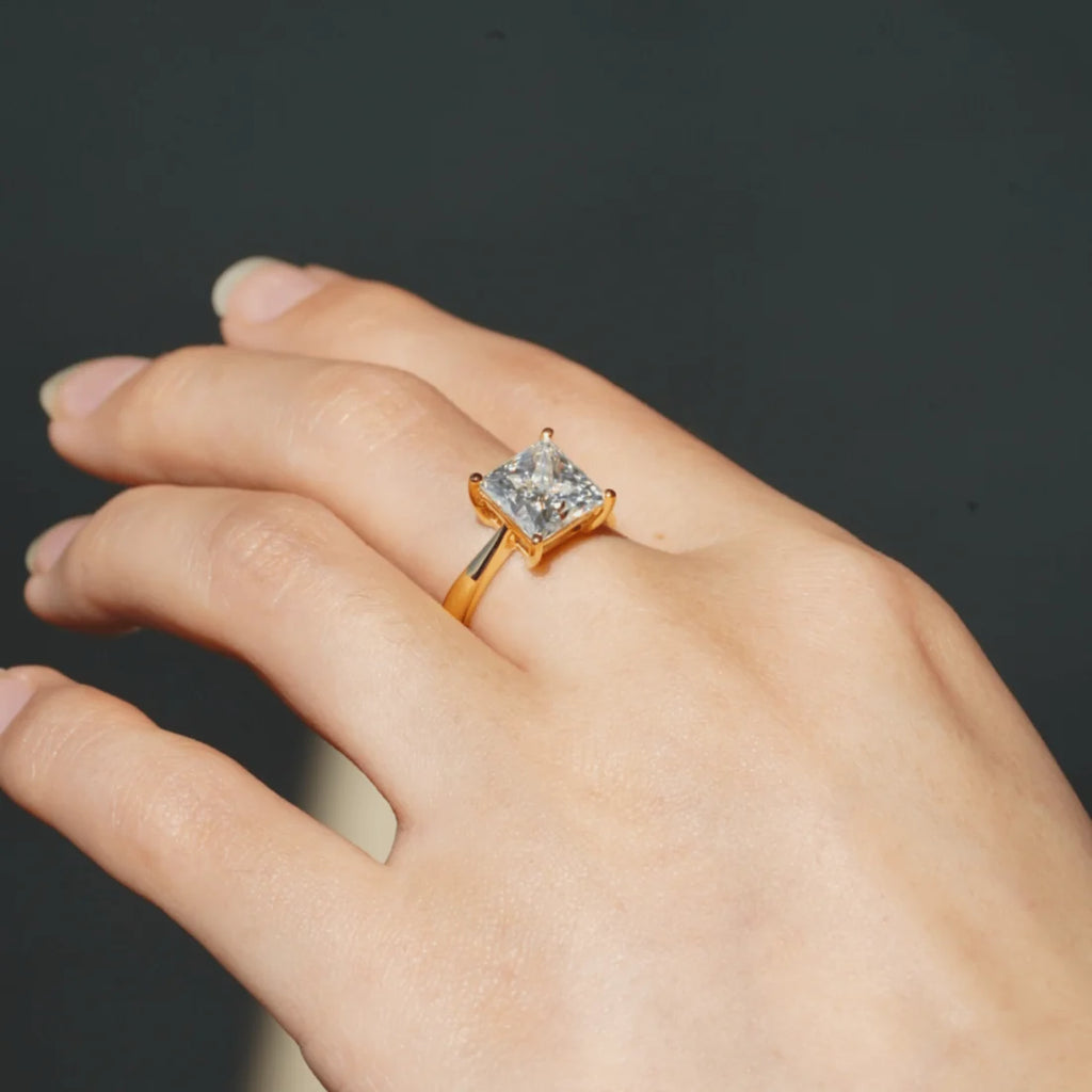 Classic Solitaire Princess Cut Engagement Ring