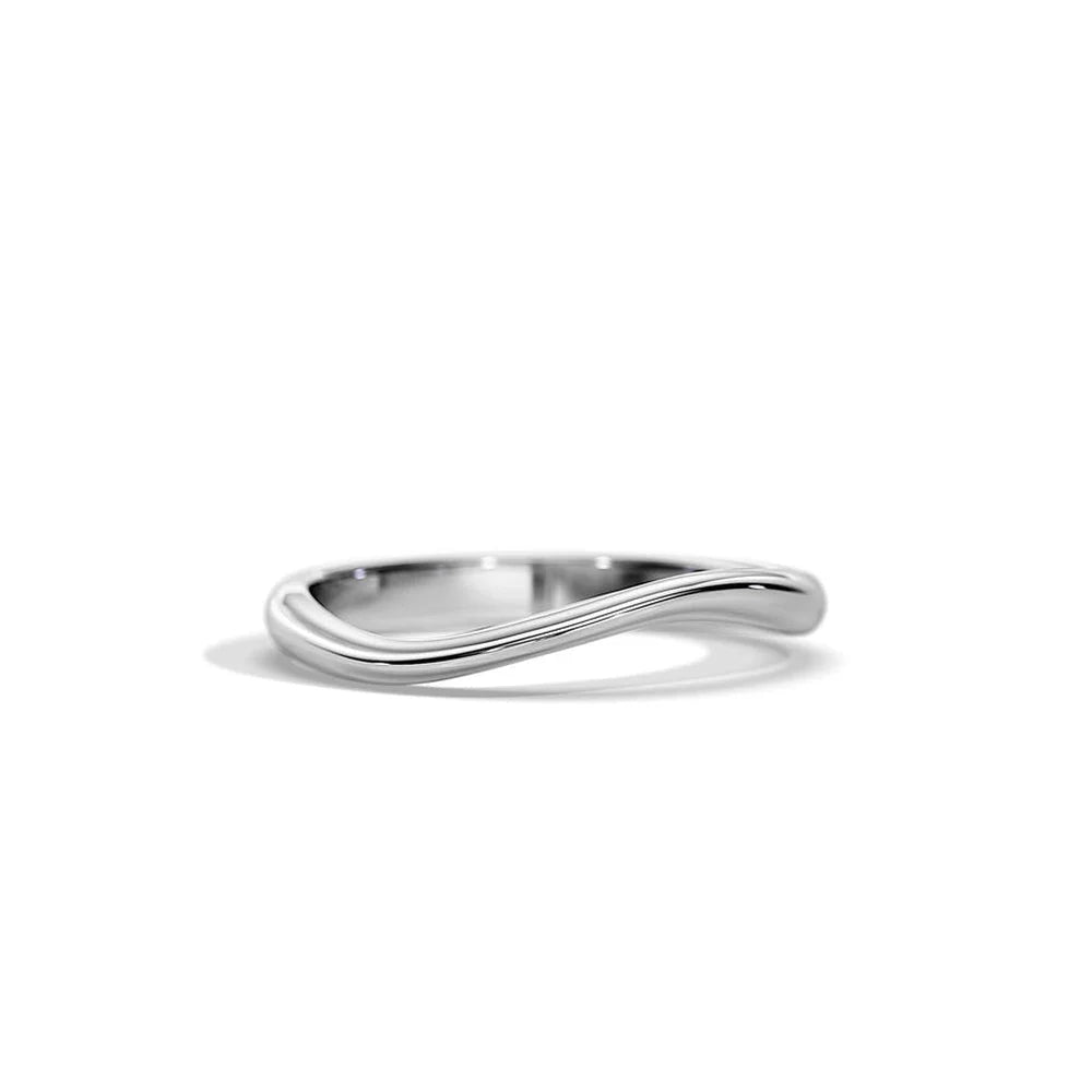 Wave-Shaped Silver Bridal Band