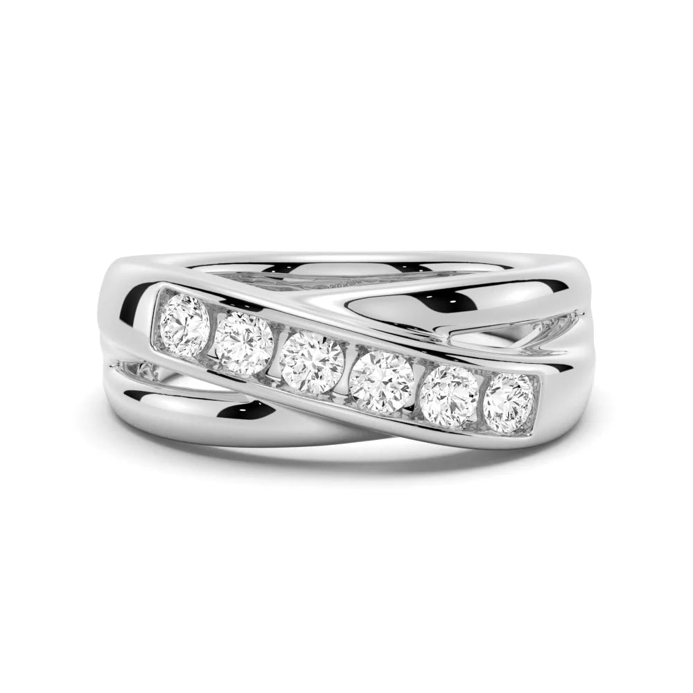 Crossover Channel Set Moissanite Men’s Band