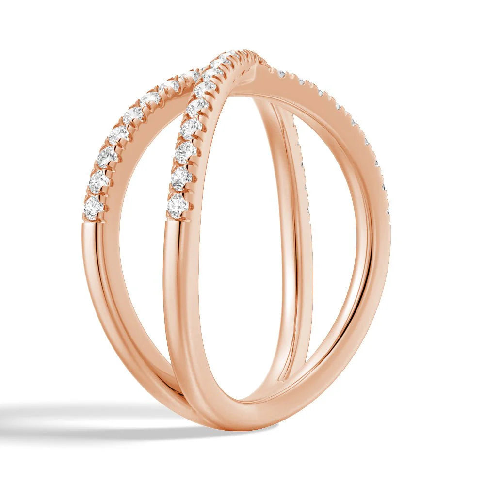 Crossover Moissanite Wedding Band – Elegant Twisted Ring in Silver, Gold, or Platinum