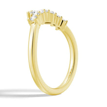 Load image into Gallery viewer, Crown Style 7-Stone Pear and Round Moissanite Wedding Band – Elegant Half Eternity Ring