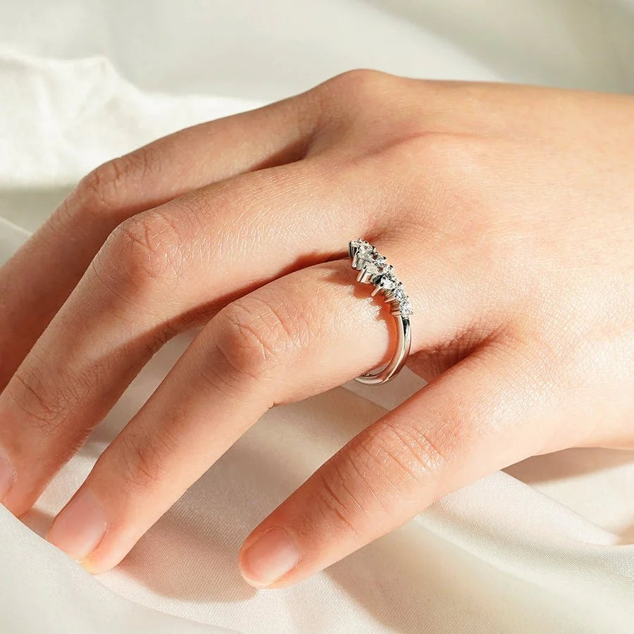 Elegant 7-Stone Crown Tiara Ring Closeup