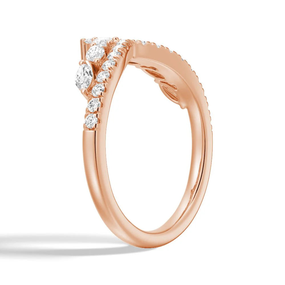 V Curve Marquise Round Moissanite Band