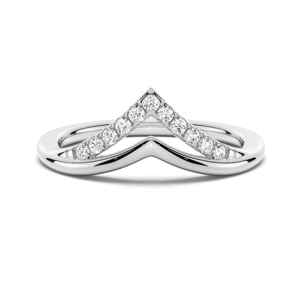 Curved Double V Moissanite Wedding Band