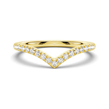 Load image into Gallery viewer, Curved V Moissanite Wedding Band in 14K Yellow Gold