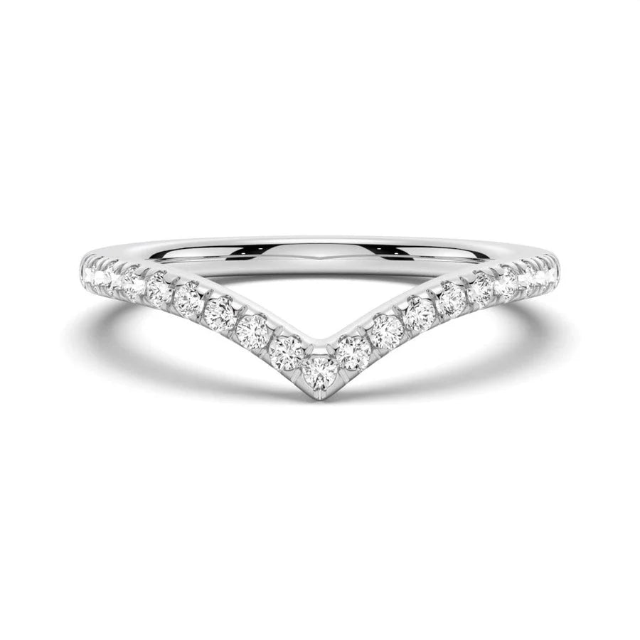 V Shape Moissanite Ring for Women with Pavé Setting