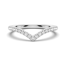 Load image into Gallery viewer, V Shape Moissanite Ring for Women with Pavé Setting