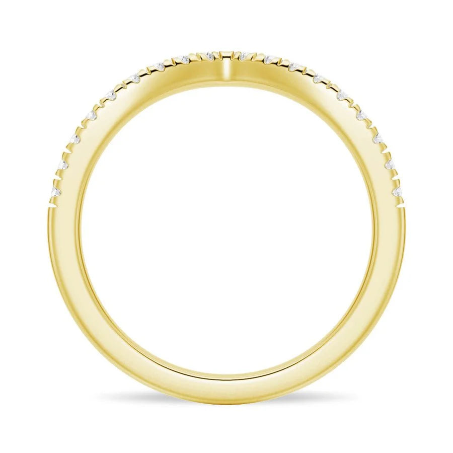 Curved V Moissanite Wedding Band | 925 Silver to 18K Gold, Platinum