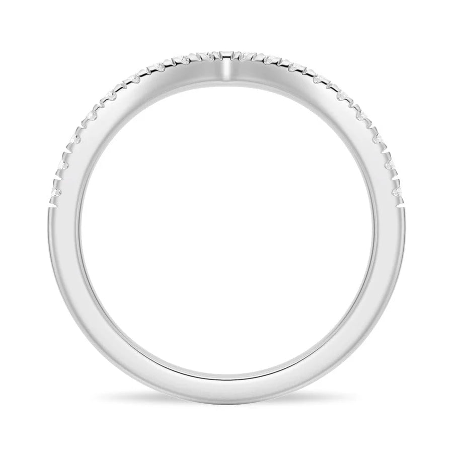 Minimalist Curved Wedding Band with Lab Moissanite