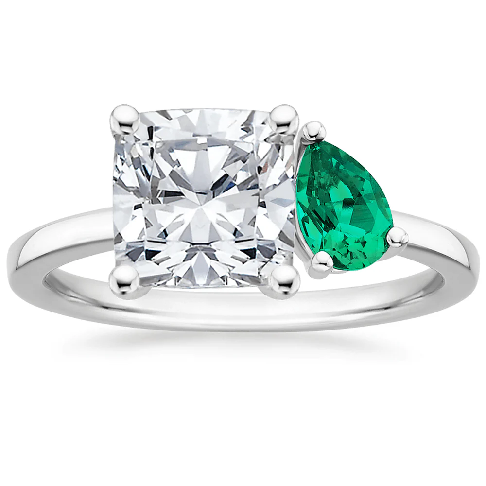 Toi et Moi Emerald Engagement Ring