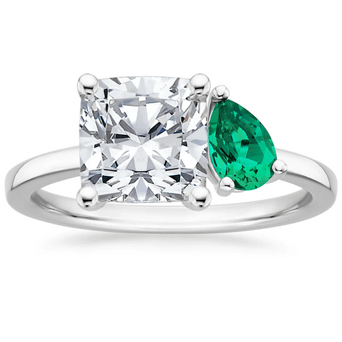 Toi et Moi Emerald Engagement Ring