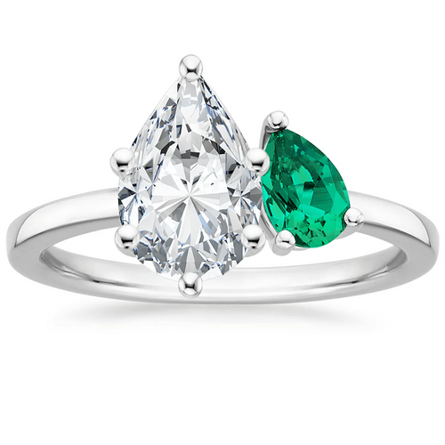 Double Pear Cut Moissanite Engagement Ring