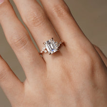 Load image into Gallery viewer, Top View of Emerald Cut Moissanite Engagement Ring