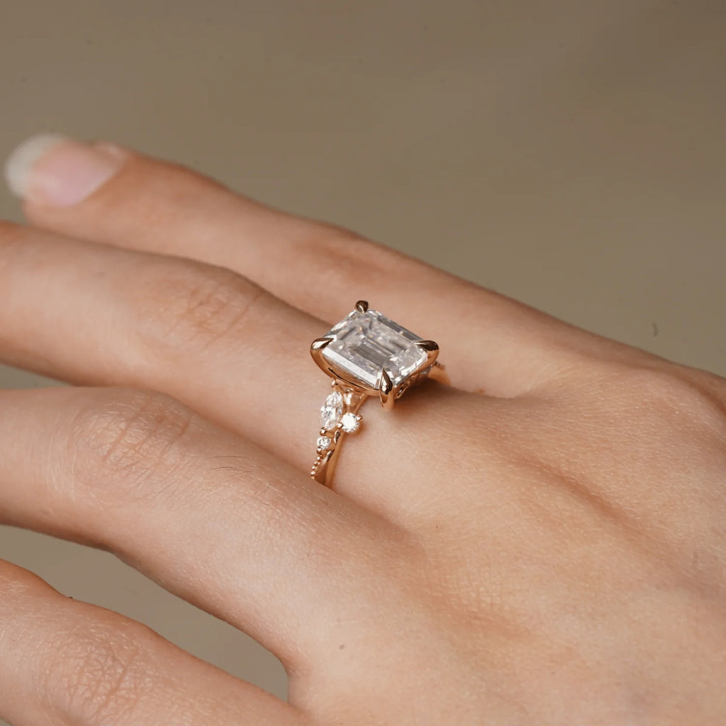 Side View of Classic Solitaire Moissanite Ring
