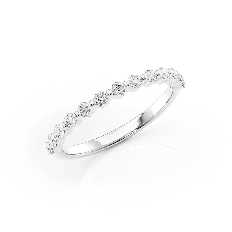 Elegant Round Cut Moissanite Wedding Band | Sterling Silver, 10K-18K Gold & Platinum