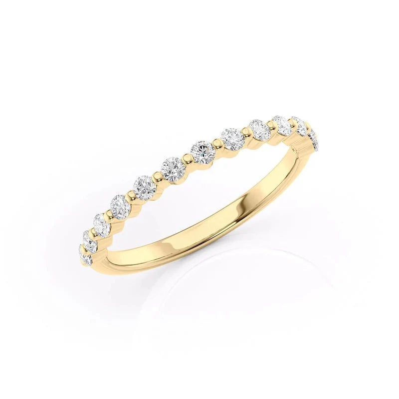 Elegant Round Cut Moissanite Wedding Band | Sterling Silver, 10K-18K Gold & Platinum