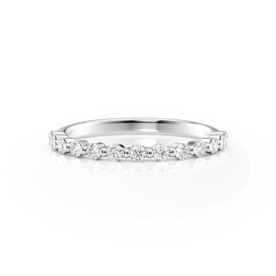 Elegant Round Cut Moissanite Wedding Band in Sterling Silver