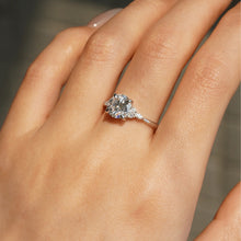 Load image into Gallery viewer, Close-Up of Round Cut Moissanite with Accent Stones
