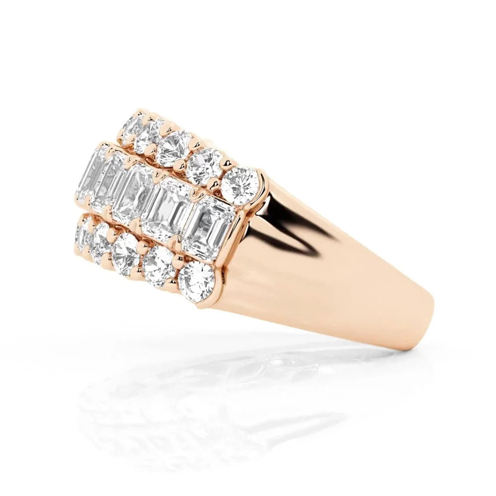 Unique Alternating Cut Wedding Ring