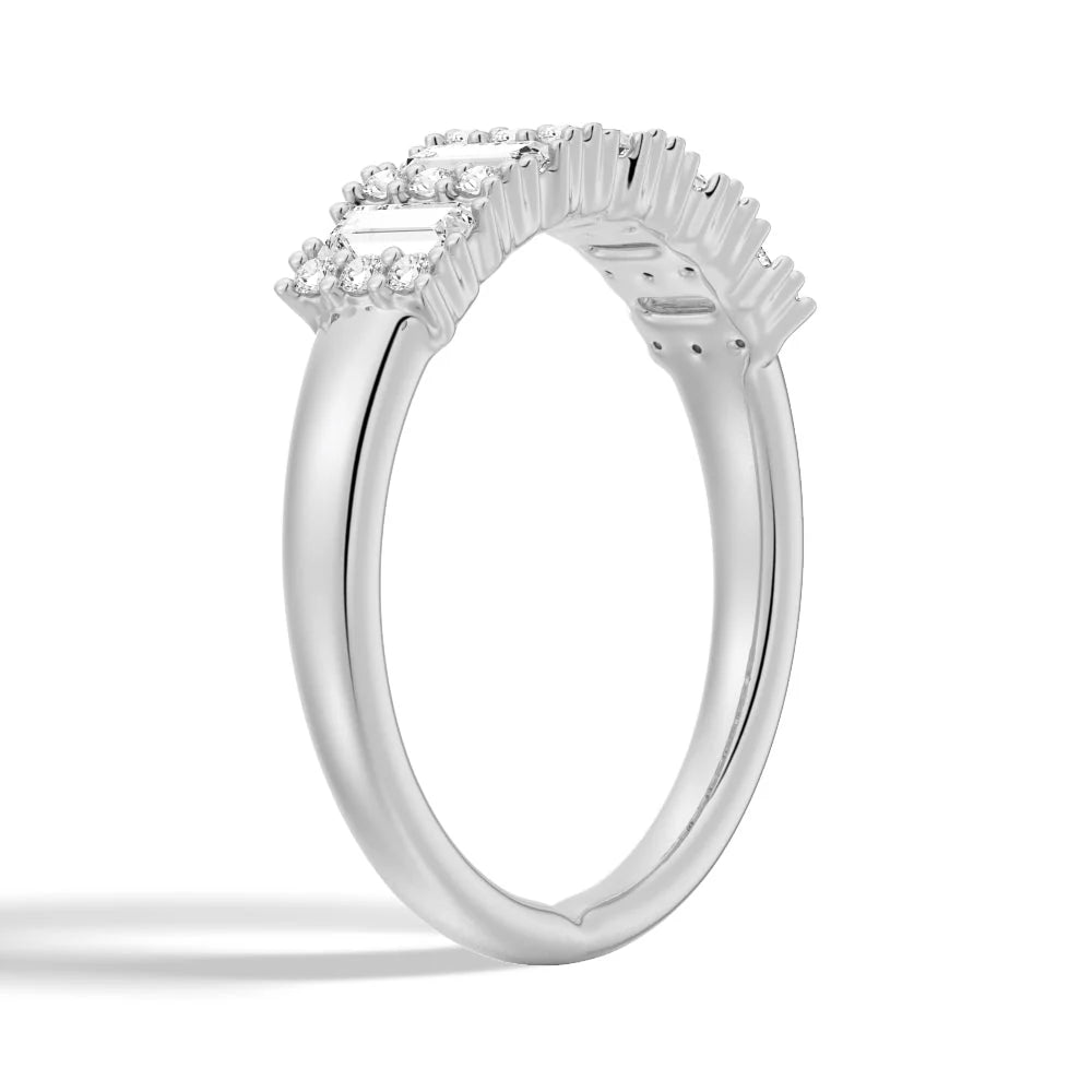 Platinum Emerald Cut and Pavé Eternity Ring